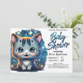 ボホーキャットカスタムボーイベビーシャワー 招待状 (スタンド正面)