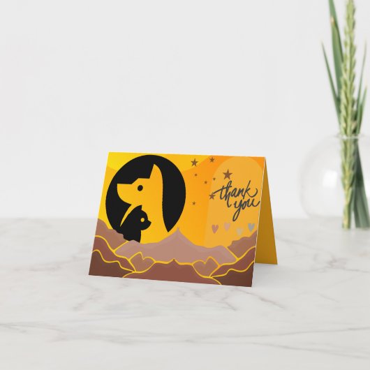 ボホーキャットドッグペット介護者サンキューカード サンキューカード (正面)