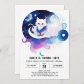 ボホーキャットモダン誕生日 招待状 (正面/裏面)