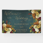 ボホークティール（緑がかった色） – オレンジ |赤フローラ結婚ブーケ 横断幕 (横)