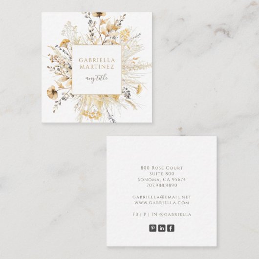 ボホークリームテラコッタワイルドフラワー スクエア名刺 (正面/裏面)