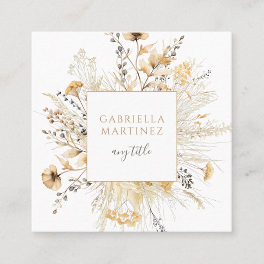 ボホークリームテラコッタワイルドフラワー スクエア名刺 (正面)