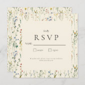 ボホークリームワイルドフラワーRSVPカード (正面/裏面)