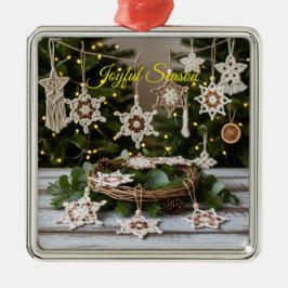ボホークロシェ雪片メタリッククリスマスオーナメント メタルオーナメント
