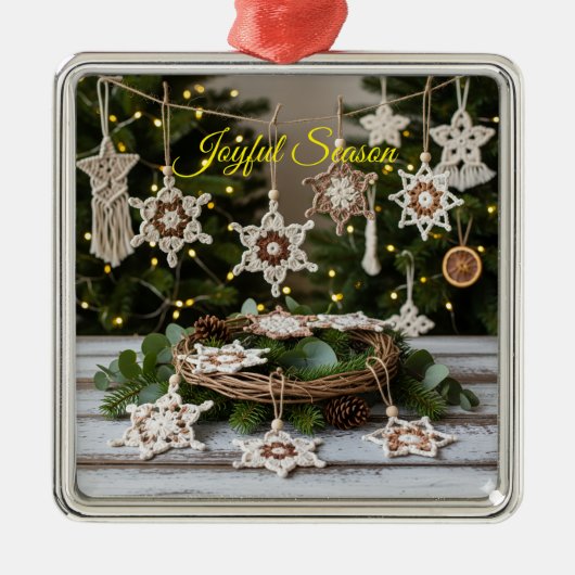 ボホークロシェ雪片メタリッククリスマスオーナメント メタルオーナメント (正面)