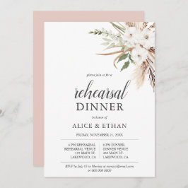 ボホーグリーンリーパンパグラスリハーサルディナー 招待状
