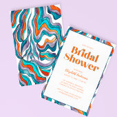 ボホーグルービーレトロタイポグラフィウェーブライダルシャワー 招待状