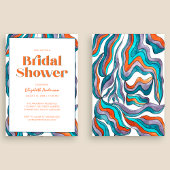 ボホーグルービーレトロタイポグラフィウェーブライダルシャワー 招待状