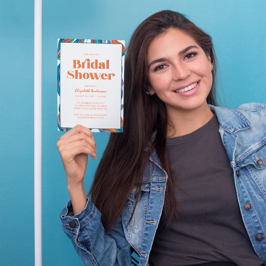 ボホーグルービーレトロタイポグラフィウェーブライダルシャワー 招待状