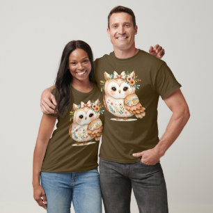 ボホーコテージコアフクロウのフローラルファームコアチャーム Tシャツ