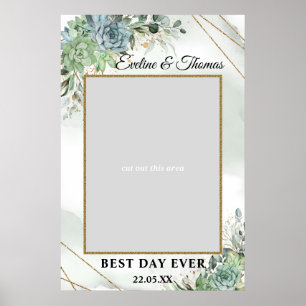 ボホーサボテン イオウリ　ゴールド ウェディング フォト プロップ ポスター