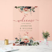 ボホーサマーガーデン結婚フローラの歓迎 アクリルサイン (ウェディング)