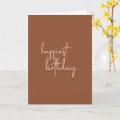 ボホーサマーブラウンテラコッタトレンディーハッピーバースデー カード (黄色い花)