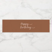 ボホーサマーブラウンテラコッタトレンディーハッピーバースデー ペットボトルラベル (シングルラベル)