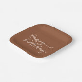 ボホーサマーブラウンテラコッタトレンディーハッピーバースデー ペーパープレート (傾斜あり)