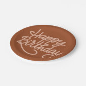ボホーサマーブラウンテラコッタトレンディーハッピーバースデー ペーパープレート (アングル)
