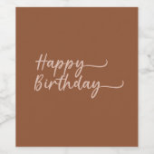 ボホーサマーブラウンテラコッタトレンディーハッピーバースデー ワインラベル (シングルラベル)