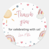 ボホーサンシャインレインボー誕生日ステッカーラベル ラウンドシール (正面)