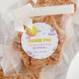 ボホーサンシャインレインボー誕生日ステッカーラベル ラウンドシール