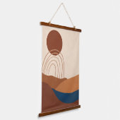 ボホーサンレインボーランドスケープテラコッタベージュブルー 吊り下げ型タペストリー (傾斜あり)