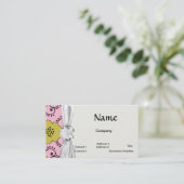 ボホーシャブシックなダマスクグリーンピンクフローラ 名刺 (スタンド正面)