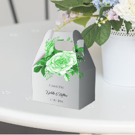 ボホーシルバーとグリーンのバラ結婚ズ フェイバーボックス