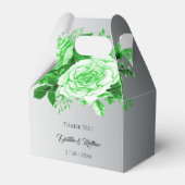 ボホーシルバーとグリーンのバラ結婚ズ フェイバーボックス (正面サイド)