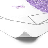 ボホーシルバー薄紫幾何学模様キンセニェラフード ポスター (角)