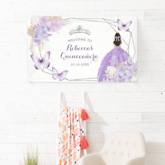 ボホーシルバー薄紫幾何学模様キンセニェラララージ 横断幕 (インサイチュ)