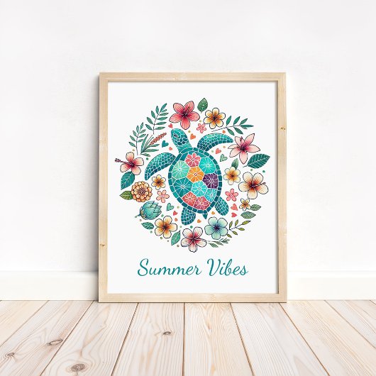 ボホーシータートルアートプリント-海ウォールアート ポスター