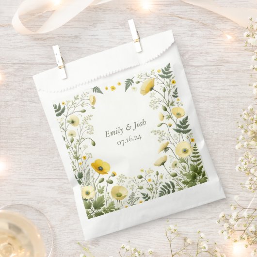 ボホーチックイエローとオリーブの山花 フェイバーバッグ (クリップ留めされた状態)