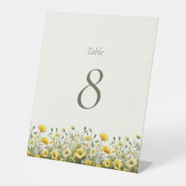 ボホーチックイエローワイルドフラワーテーブル番号記号 台座サイン