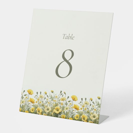 ボホーチックイエローワイルドフラワーテーブル番号記号 台座サイン (正面)
