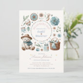 ボホーテディベアラビックベビーシャワーテーマ ユニセックス 招待状 (スタンド正面)