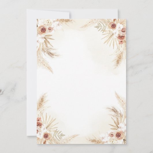 ボホーテディベアーパンパスグラスベイビーシャワー招待状 招待状 (裏面)