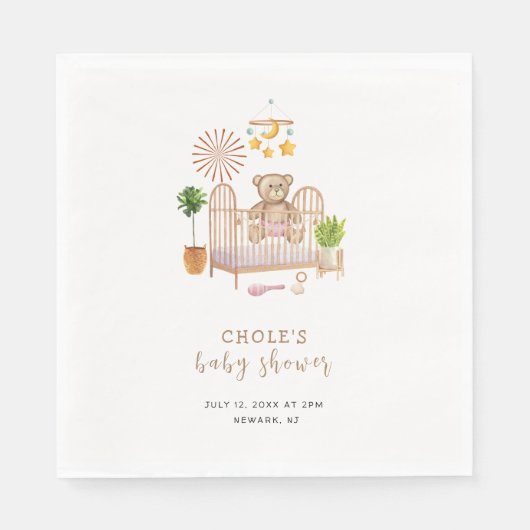 ボホーテディベア子供部屋ベビーシャワー スタンダードランチョンナプキン (正面)