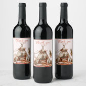 ボホーテントフェザー庭園の結婚式 ワインラベル (ボトル)