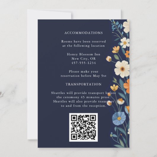 ボホートーン自然ズブルー開花秋の結婚式 招待状 (裏面)