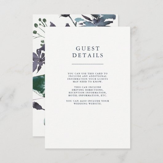 ボホーネイビーピーニー結婚フローラズゲスト詳細 エンクロージャーカード (正面/裏面)