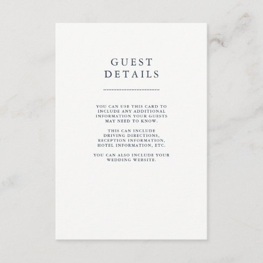 ボホーネイビーピーニー結婚フローラズゲスト詳細 エンクロージャーカード (正面)