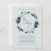 ボホーネイビー牡丹フローラリースオングレー | ウェディング 招待状 (正面)