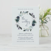 ボホーネイビー牡丹フローラリースオングレー | ウェディング 招待状 (スタンド正面)