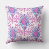 ボホーネオンピンクジュエルトーンピーコックフェザー クッション (裏面)