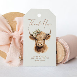 ボホーハイランドカウー子供の誕生日パーティーフェイト ギフトタグ