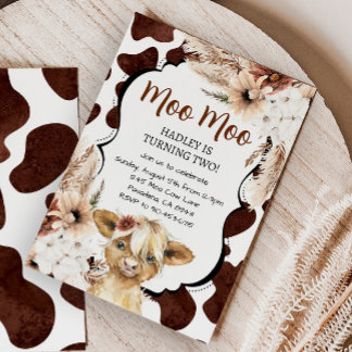 ボホーハイランドカウー誕生日ファーム 招待状