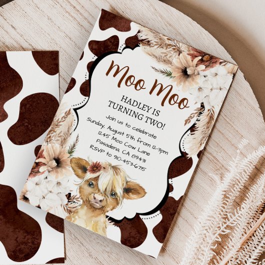 ボホーハイランドカウー誕生日ファーム 招待状