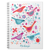 ボホーバーズアンドフラワーズウォーターカラー名前をカスタムする ノートブック (正面)