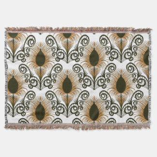 ボホーピーコックフェザージュエルトーンゴールデンブラウン スローブランケット