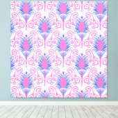 ボホーピーコックフェザージュエルトーンネオンピンク キャンバスプリント (インサイチュ (ウッドフロア))