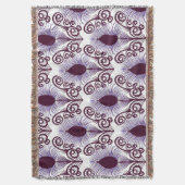 ボホーピーコックフェザージュエルトーンパープルモノクロ スローブランケット (正面縦)